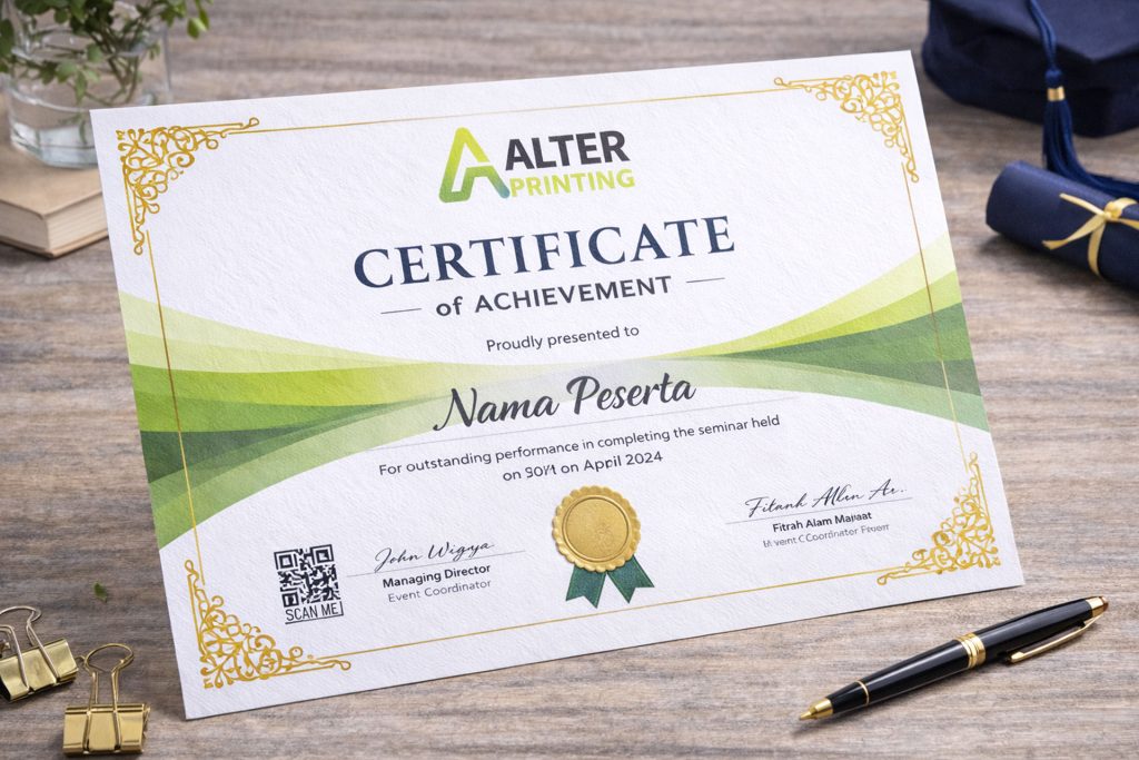 Cetak Sertifikat Custom – Penghargaan Berkualitas untuk Event & Instansi