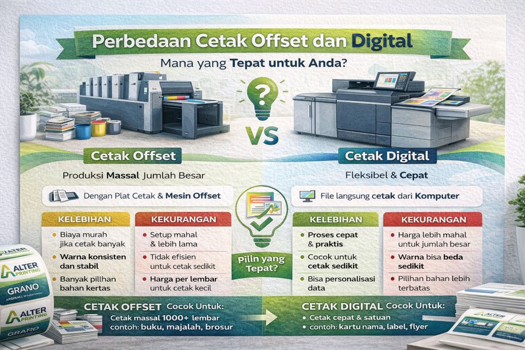 Perbedaan Cetak Offset dan Digital – Mana yang Tepat untuk Anda?