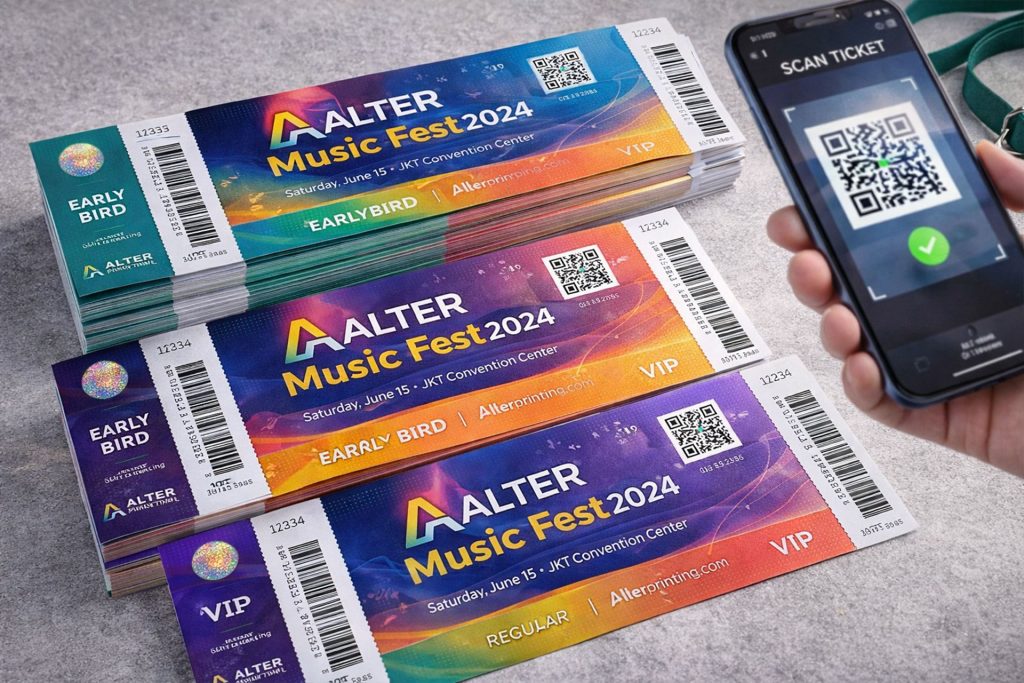 Cetak Tiket Event Custom – Sistem Masuk Lebih Aman & Profesional